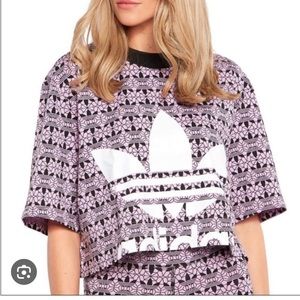 Adidas Purple Kaleidescope Crop Tee Shirt